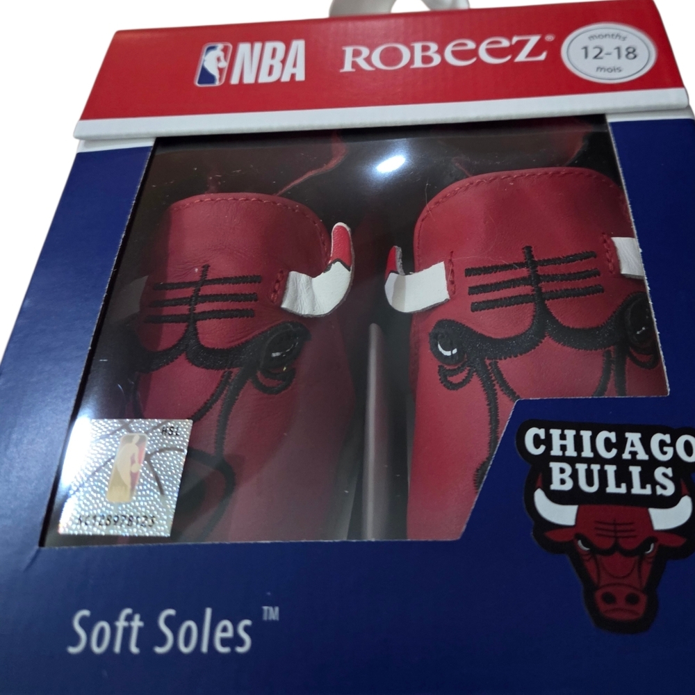 Robeez NEW Chicago Bulls NBA Soft Sole Casual 100% Leather Shoes. Benny The Bull - Picture 4 of 8